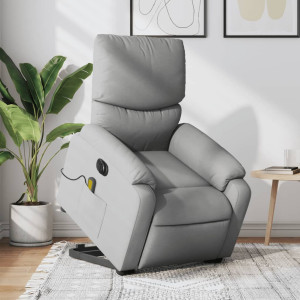 Sillón de masaje eléctrico reclinable elevable tela gris claro D