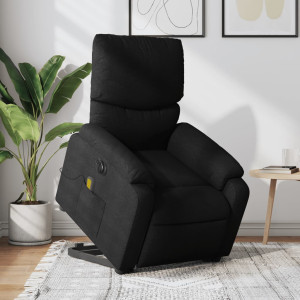 Sillón de masaje eléctrico reclinable elevable tela negro D