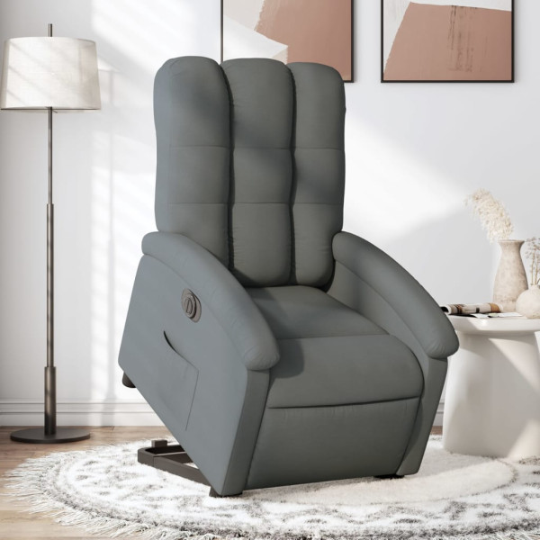 Sillón eléctrico reclinable elevable de tela gris oscuro D