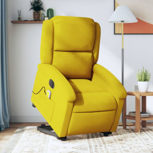 Sillón reclinable masaje eléctrico elevable terciopelo amarillo D