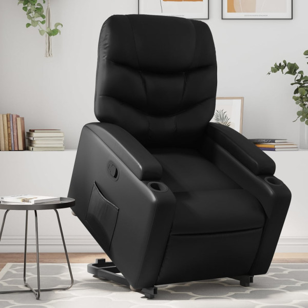 Sillón reclinable elevable cuero artificial negro D