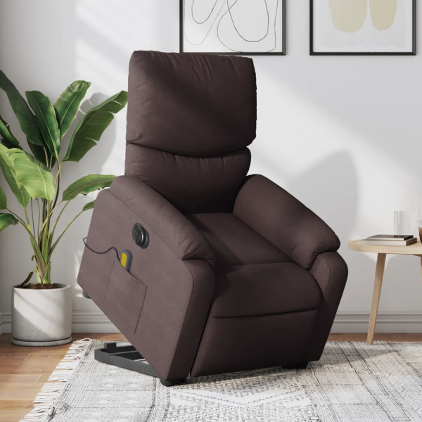 Assento de massagem elétrico reclinável elevável tecido marrom escuro D