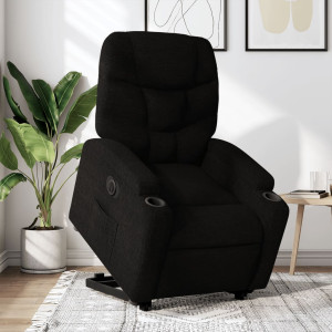 Sillón eléctrico reclinable elevable de tela negro D