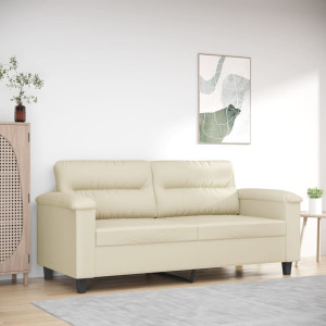 Sofá de 2 plazas de cuero sintético color crema 140 cm D