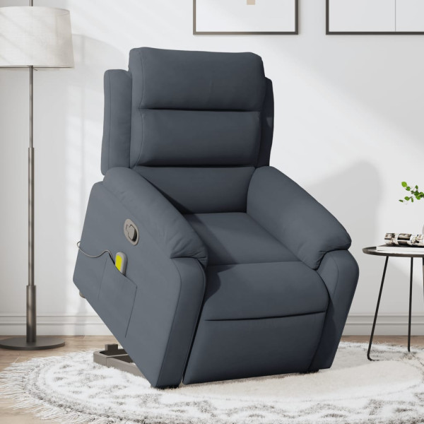 Sillón reclinable de masaje elevable terciopelo gris oscuro D