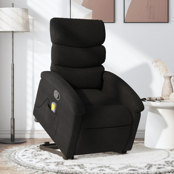 Sillón reclinable de masaje elevable tela negro D