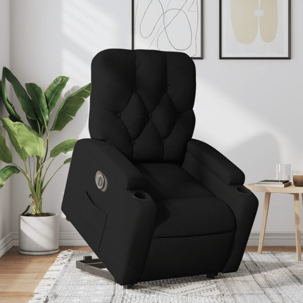 Sillón eléctrico reclinable elevable de tela negro D