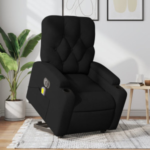 Sillón de masaje eléctrico reclinable elevable tela negro D