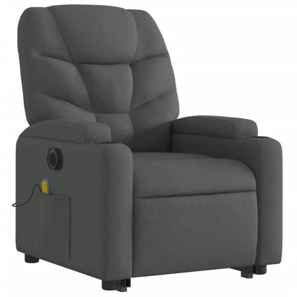 Sillón de masaje eléctrico reclinable elevable tela gris oscuro D