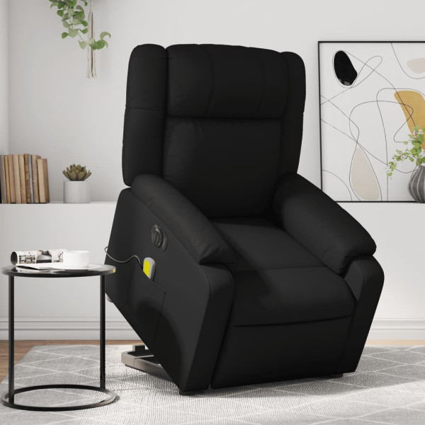 Sillón de masaje elevable eléctrico cuero sintético negro D