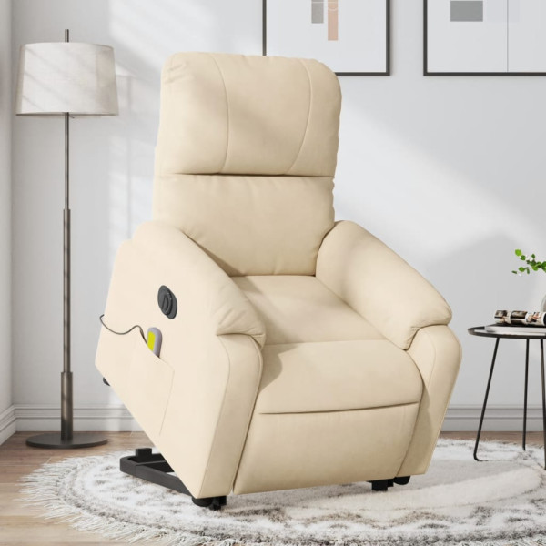 Sillón masaje eléctrico reclinable elevable tela crema D