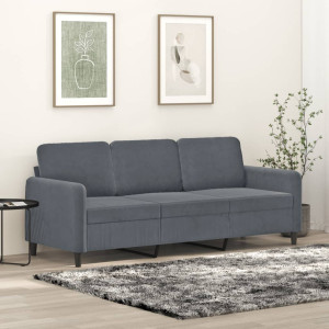 Sofá de 3 plazas terciopelo gris oscuro 180 cm D