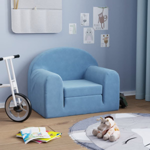 Sofá-cama infantil de pelúcia azul macio D