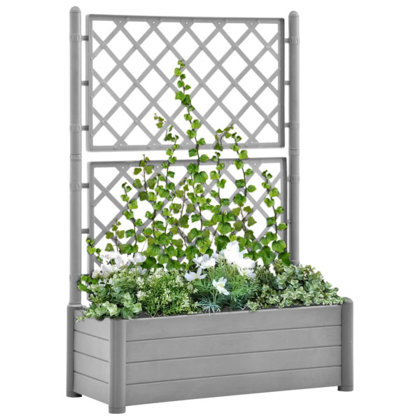 Jardinera con enrejado PP gris piedra 100x43x142 cm D