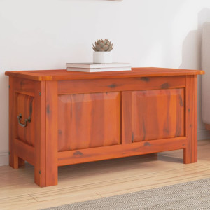 Baúl de almacenamiento con tapa madera maciza de acacia marrón D