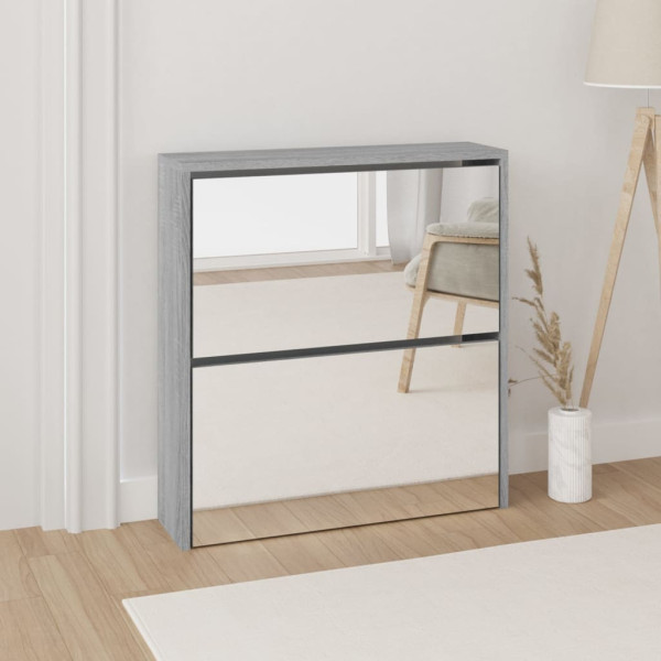 Mobiliário calçado com espelho 2 níveis cinza Sonoma 63x17x67 cm D