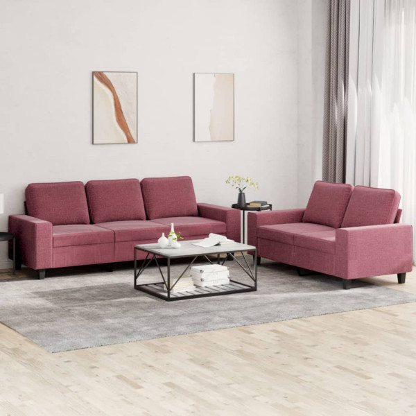 Conjunto de sofás 2 peças tecido vermelho vermelho D