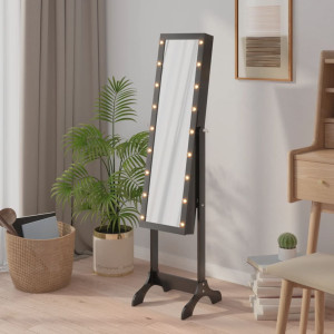 Espejo de pie con LED negro 34x37x146 cm D