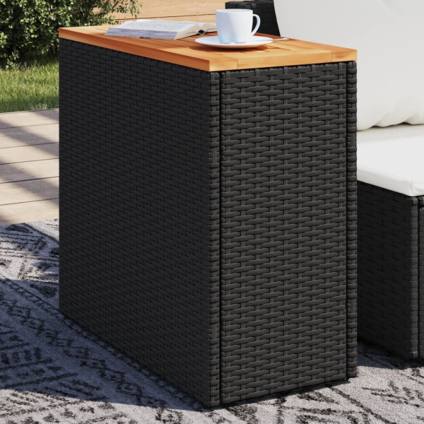 Mesa auxiliar jardim tampa madeira ratão PE preto 58x27.5x55 cm D