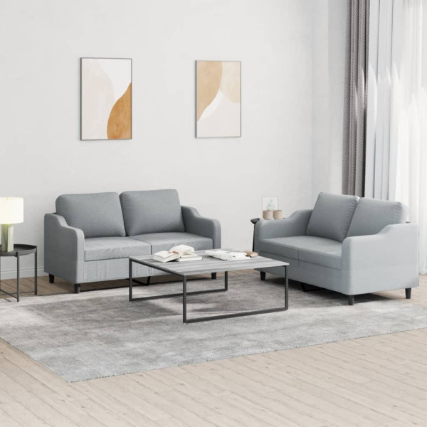 Conjunto de sofás com almofadas 2 peças de tecido cinza claro D