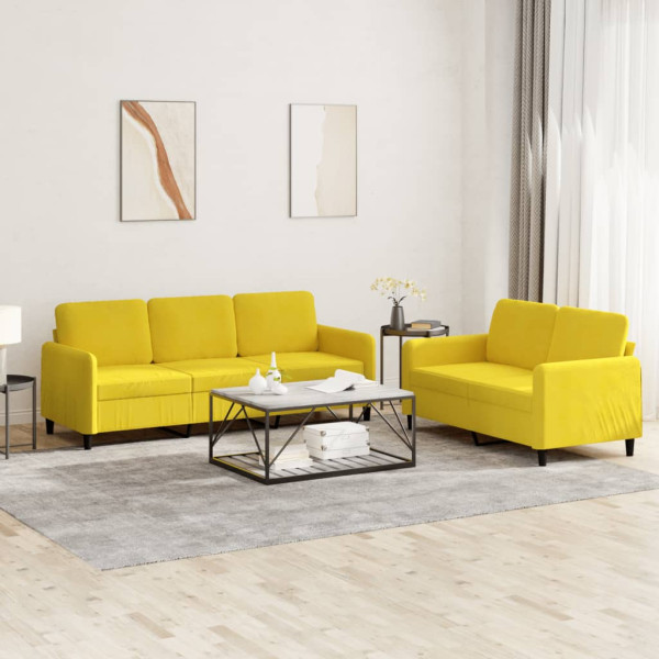 Conjunto de sofás de 2 peças em veludo amarelo D