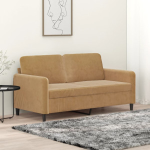 Sofá de 2 plazas terciopelo marrón 140 cm D