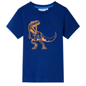 T-shirt infantil de manga curta azul escuro 128 D