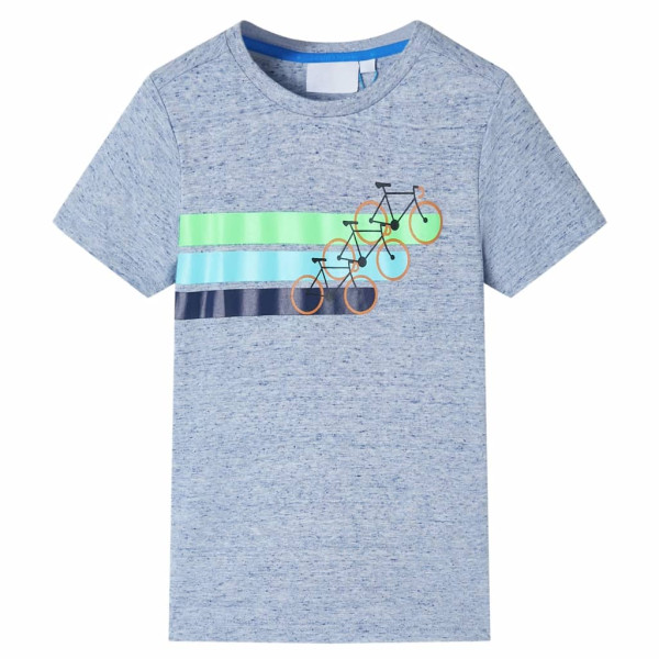 Camiseta infantil de manga corta azul mélange 104 D