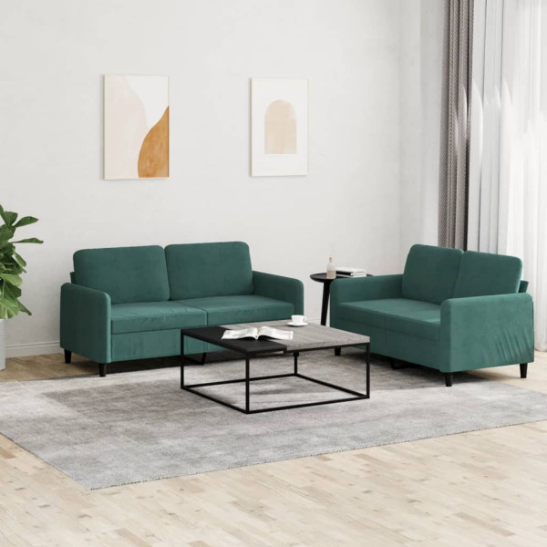 Conjunto de sofás de 2 peças em veludo verde escuro D