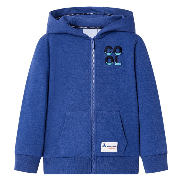 Sudadera para niños con capucha y cremallera azul oscuro mélange 116 D