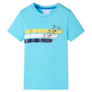 T-shirt infantil de manga curta com aquamarine 140 D