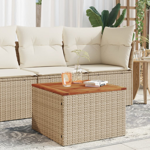 Mesa de jardim ratão sintético madeira de acacia beige 55x55x37 cm D