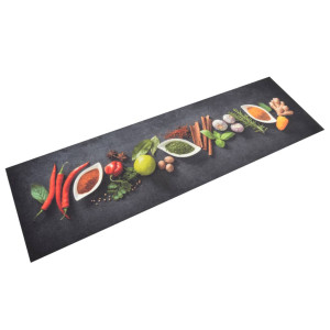 Alfombra de cocina lavable terciopelo dibujo especias 45x150 cm D