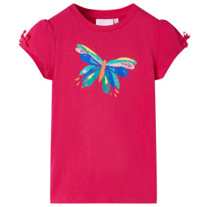 Camiseta infantil rosa chillón 128 D