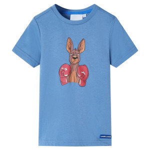 Camiseta infantil de manga corta azul medio 128 D