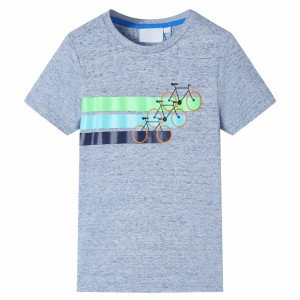 Camiseta infantil de manga corta azul mélange 140 D