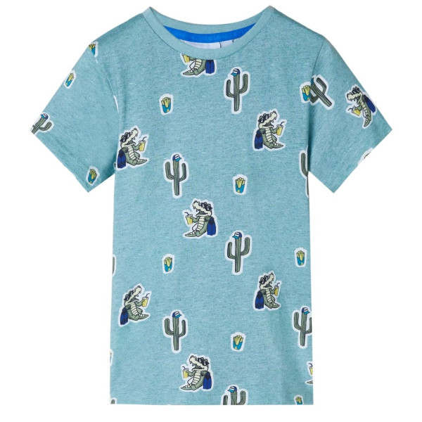 Camiseta infantil verde claro mélange 116 D