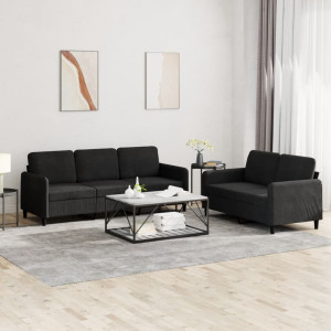 Conjunto de sofá de 2 peças em veludo preto D