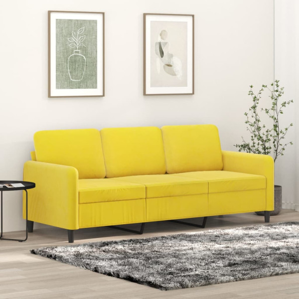 Sofá de 3 lugares veludo amarelo de 180 cm D