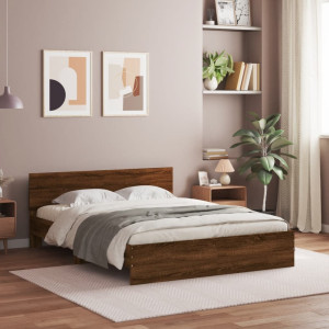 Estructura de cama con cabecero marrón roble 140x190 cm D