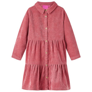 Vestido infantil de veludo cotelê rosa claro de manga comprida 92 D