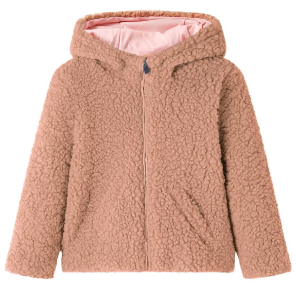 Chaqueta con capucha niños pelo sintético borreguito coñac claro 104 D