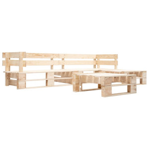 Set de muebles de palés para jardín 4 piezas madera natural D