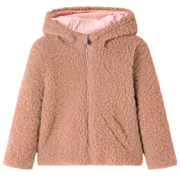 Chaqueta con capucha niños pelo sintético borreguito coñac claro 92 D