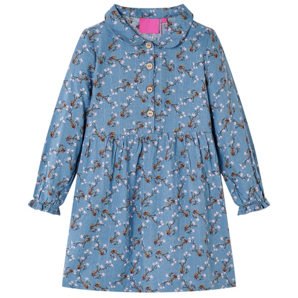 Vestido para niños de manga larga azul petróleo 128 D