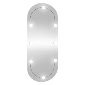 Espejo de pared ovalado con luces LED vidrio 45x100 cm D