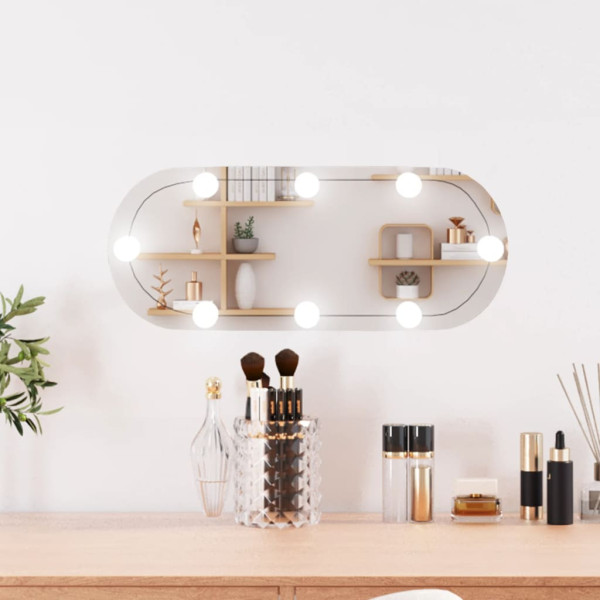Espejo de pared ovalado con luces LED vidrio 20x50 cm D