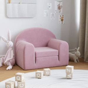 Sofá cama para niños felpa suave rosa D