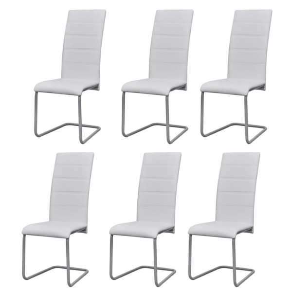 Cadeiras de jantar 6 unidades de couro sintético branco D