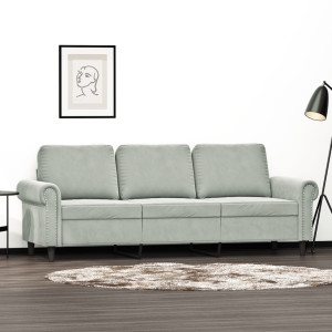 Sofá de 3 plazas terciopelo gris claro 180 cm D